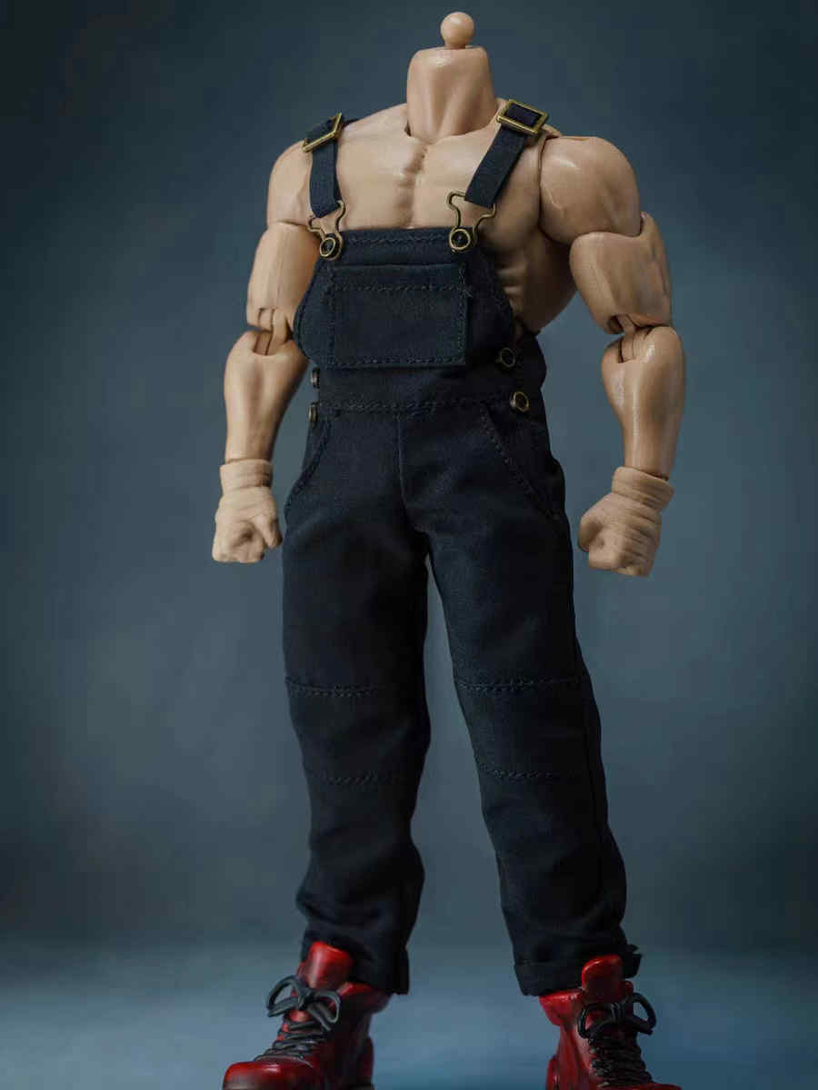 bib overalls for 1/12 nwtoys nota mezco bodies vcs2306 - black