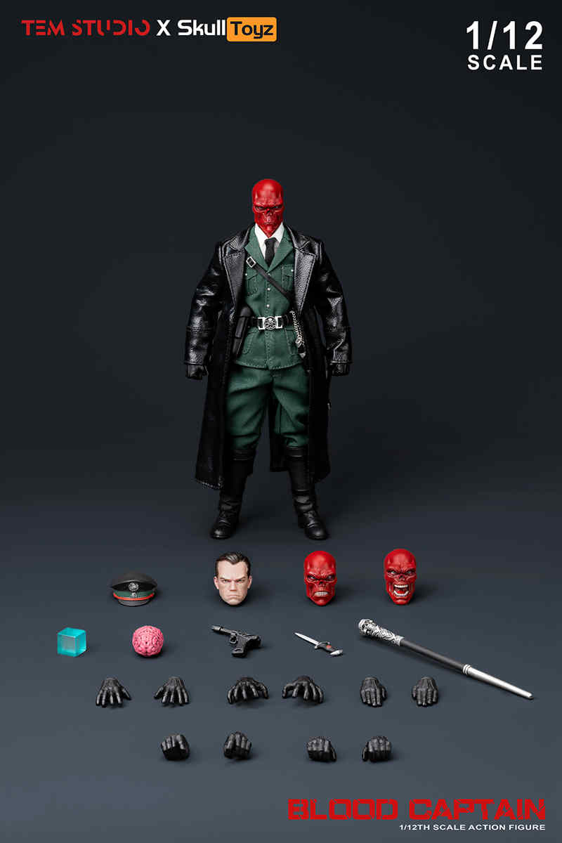 Pre Order TEM STUDIO Skull Toyz 1/12 Blood Captain Green or Black uniform TEMS007 deposit link - tems007a green uniform